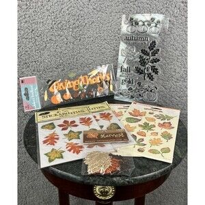 Thanksgiving Fall Theme Scrapbooking Lot Stickers Stamps Puffy Autumn Leaves